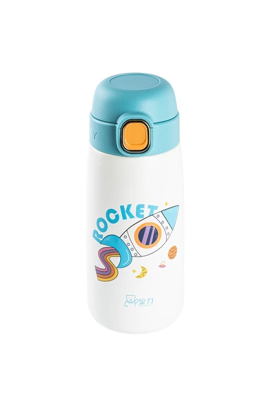 DKADI OKADI FUN DESENLİ MAVİ PASLANMAZ ÇELİK TERMOS 420ML ürün görseli 1