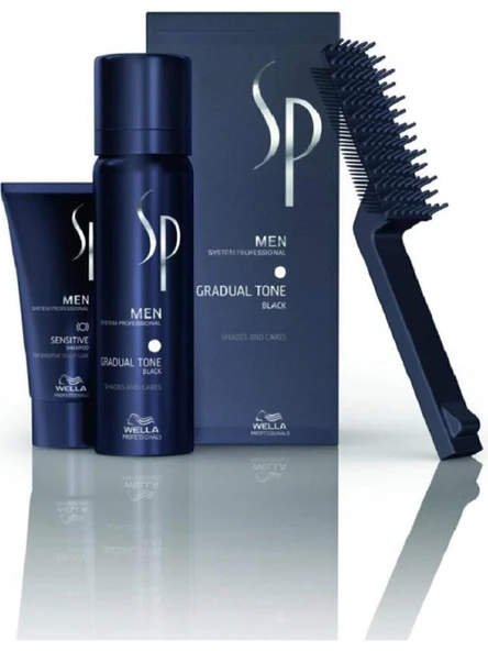 Wella Men Gradual Tone 60 ml Siyah Köpük Erkek Saç Boyası Bakım Seti ürün görseli 1
