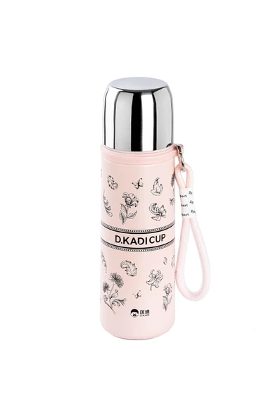 DKADI OKADI ÇİÇEK DESENLİ PEMBE PASLANMAZ ÇELİK TERMOS 500ML ürün görseli 1