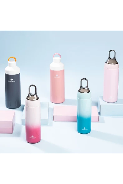 Tantitoni 024-01-PEMBE PASLANMAZ ÇELİK SU ŞİŞESİ 590ML - Resim 4