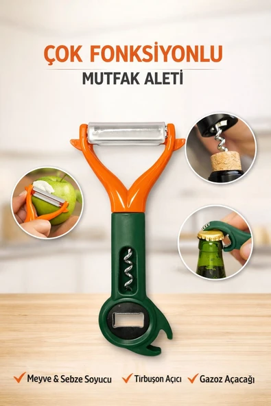 Jasper Jpr-221 Çok Fonksiyonlu Soycak & Açacak Tırbuşon Açıcı Gazoz Açacağı ürün görseli 1