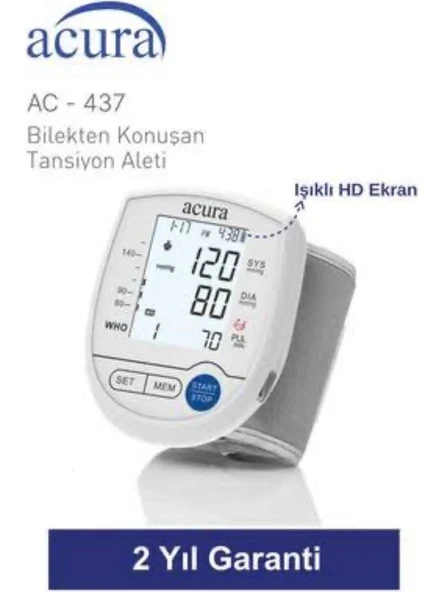 Acura Dijital AC-437  Bilekten Ölçer Konuşan Tansiyon Aleti Pilli Bilekten ürün görseli 1