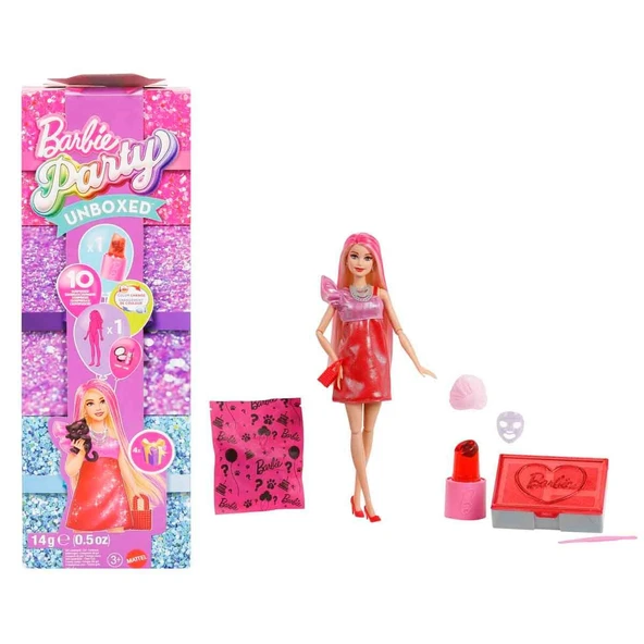 Barbie Parti Paketi Sarışın Bebek | 7 Adet Aksesuar ve Evcil Hayvan Figürlü Set ürün görseli 1