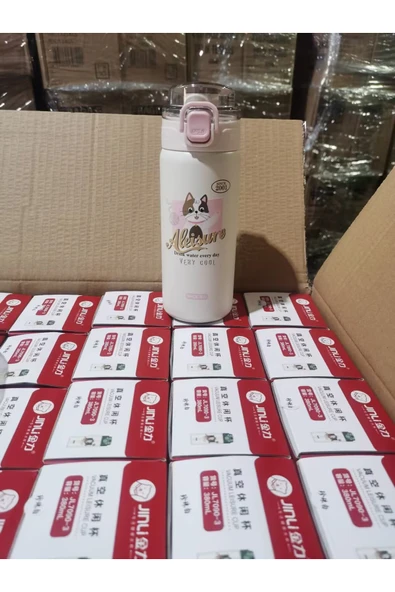DKADI OKADI PEMBE DESENLİ PASLANMAZ ÇELİK TERMOS 380ML ürün görseli 1