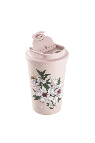 Tantitoni KAKE PEMBE ÇİÇEK DESENLİ PASLANMAZ ÇELİK TERMOS BARDAK 380ML ürün görseli 1