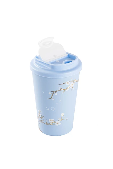 Tantitoni KAKE MAVİ SAKURA DESENLİ PASLANMAZ ÇELİK TERMOS BARDAK 380ML ürün görseli 1