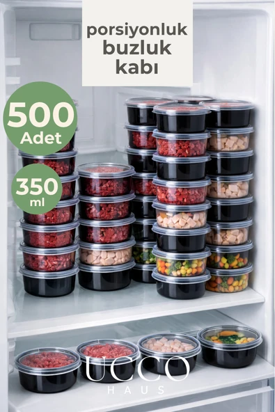 UCCO 500 Adet 350 ml Sızdırmaz Kapaklı Sosluk Buzluk Saklama Kabı, Et Suyu, Kemik Suyu Mutfak Organizeri ürün görseli 1