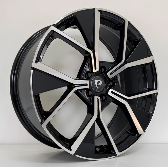 20 ' İNÇ 5X112 TIGUAN TAYRON JANT 5X112 ET38 57.1 BLACK MACHINED XL ürün görseli 1