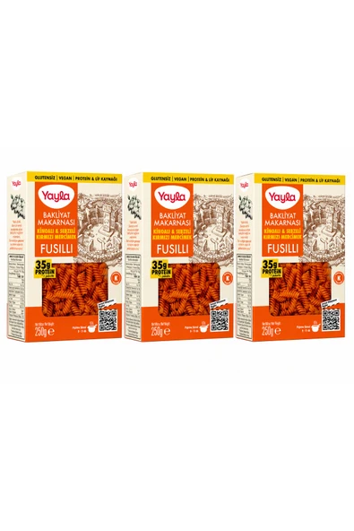 Yayla Kinoa ve Sebzeli Kırmızı Mercimek Makarnası - Glutensiz & Vegan Fusilli 3 lü paket ürün görseli 1