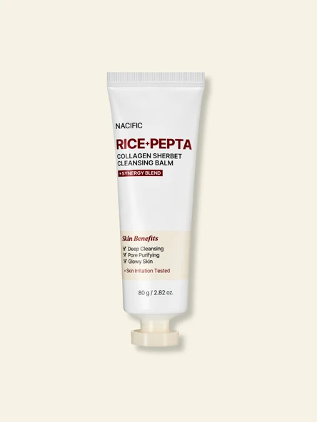 NACIFIC Rice Pepta Collagen Sherbet Cleansing Balm 80g | Makyaj & SPF Temizleyici Sherbet Balm | Pirinç + Peptid + Kolajen ürün görseli 1