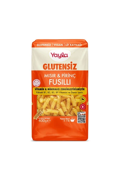 Yayla Glutensiz Vitamin Ve Mineralce Zengin Mısır ve Pirinç Fusilli Makarna 400 g ürün görseli 1