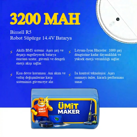Bissell R5 Robot Süpürge 3200 mAh Batarya - Resim 3
