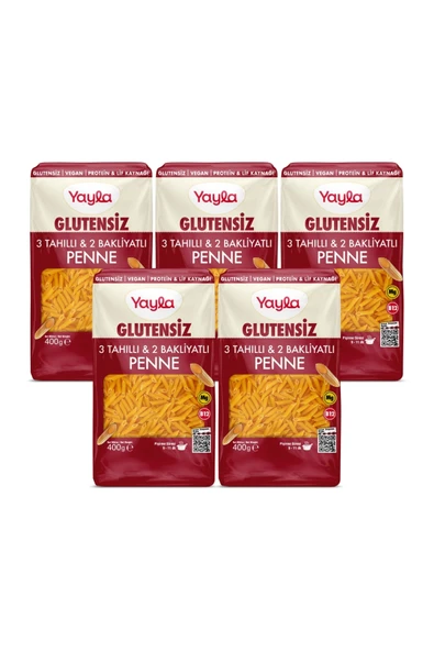 Yayla Glutensiz 3 Tahıllı ve 2 Bakliyatlı Penne Makarna 400 g x5 ürün görseli 1