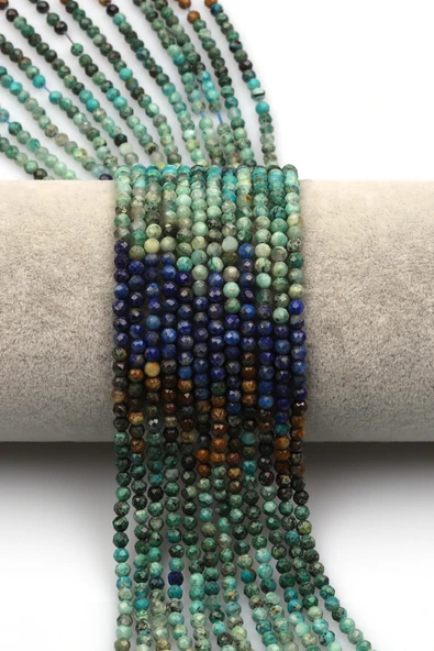 Lapis Lazuli-Krizokol Doğal Taş Dizi 3 mm Fasetli Küre Kesim - DZ-1300 ürün görseli 1