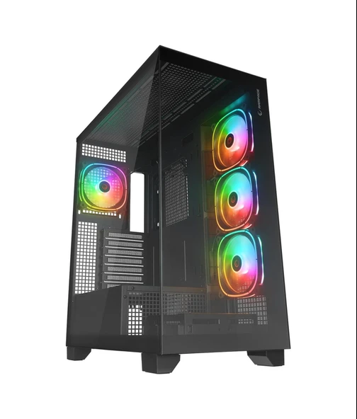 Rampage Hydra V1 Black Type-C Argb Fan + Hub E-ATX Exclusive Gaming Kasa - Resim 2