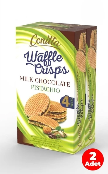 Conitta Waffle Crisps - Antep Fıstıklı Sütlü Çikolatalı Gofret 100 Gr (2 ADET) ürün görseli 1