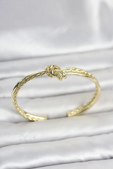 Gold Renk Düğüm Model Pirinç Kadın Bileklik ürün görseli 1