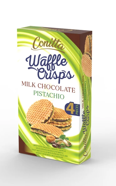 Conitta Waffle Crisps - Antep Fıstıklı Sütlü Çikolatalı Gofret 100 Gr ürün görseli 1