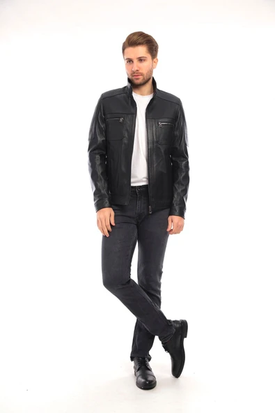 Erkek Deri Mont-EM02035 - Resim 6