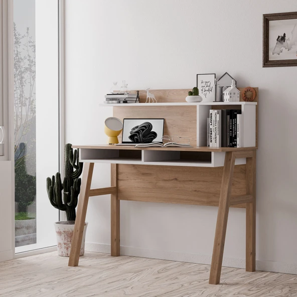 MEZZA 1934 DESA 120 CM MDF Profil Ayaklı Çalışma Masası Sepet-Beyaz ürün görseli 1