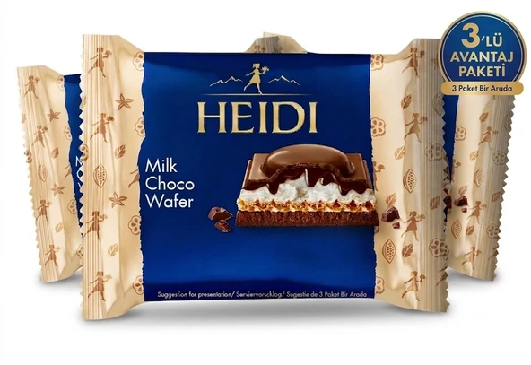 Heidi Milk Choco Wafer Süt Dolgulu Fındık Aromalı Gofretli Sütlü Çikolata 55 g (3 ADET) ürün görseli 1