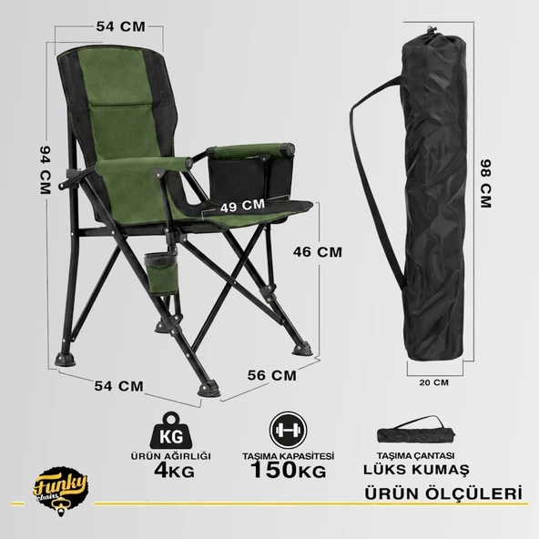 FUNKY CHAIRS River Side Katlanabilir Kamp Sandalyesi – Yeşil - Resim 4