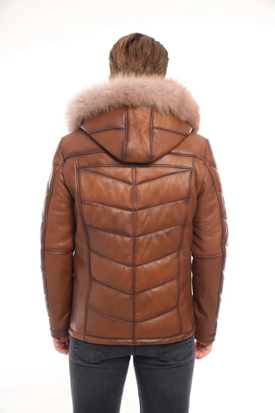 Erkek Deri Mont Kapüşonlu-EM020288 - Resim 6