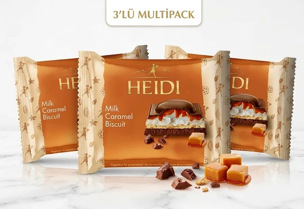 Heidi Milk Caramel Biscuit - Bisküvili Karamelli Sütlü Çikolata 55 g (3 ADET) ürün görseli 1