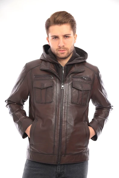 Erkek Deri Mont-EM020299 - Resim 7