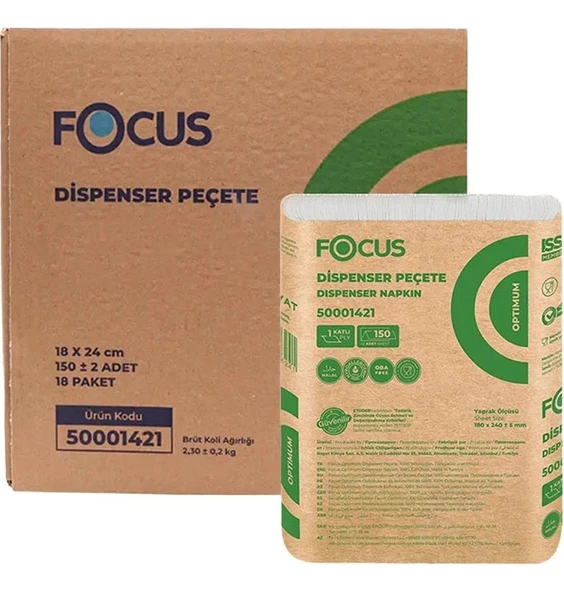Dispenser Peçete, Masaüstü Peçete, 18X24 cm – 18 Paket x 150 Adet Kolide (Toplam 2700 Peçete) ürün görseli 1
