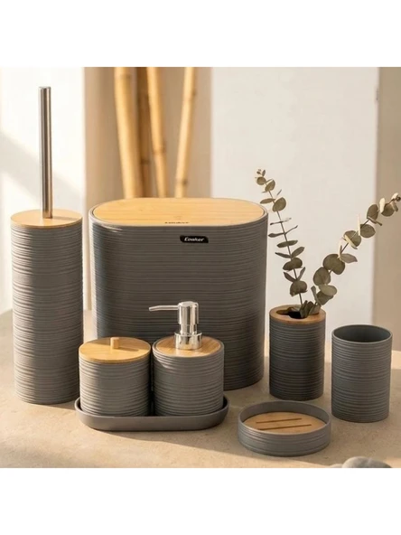 Cooker Gri Akrilik Banyo Seti 8 Parça ürün görseli 1