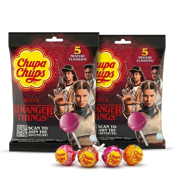 Chupa Chups 5 Mystery Flavors Stranger Thıngs Scan to Joın the Adventure Lolipop 120 g (2 ADET) ürün görseli 1