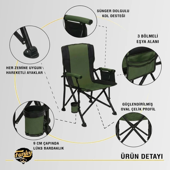FUNKY CHAIRS River Side Katlanabilir Kamp Sandalyesi – Yeşil - Resim 5