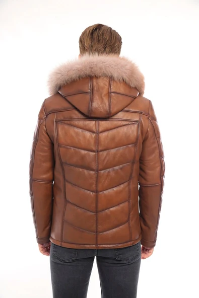 Erkek Deri Mont Kapüşonlu-EM020288 - Resim 3