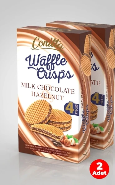 Conitta Waffle Crisps – Fındık Kremalı ve Sütlü Çikolatalı Çıtır Gofret 100 Gr. (2 ADET) ürün görseli 1