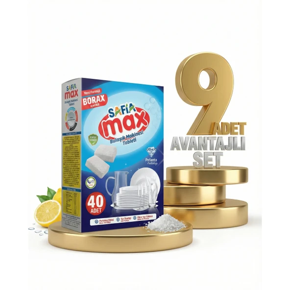 Safia Max Bulaşık Makina Tableti 9x40lı - Resim 2