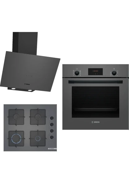 Bosch Gri 3'lü Ankastre Set 312 HBF512BH1T-POP6C9P30O-DWK64PJ70T Enerji Sınıfı A Modern Mutfak Uyumlu ürün görseli 1