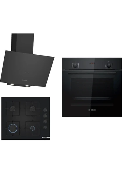 Bosch Siyah 3lü Ankastre Set 315( HBF512BB1T - POP6C6P30O - DWK64PJ60T ) ürün görseli 1