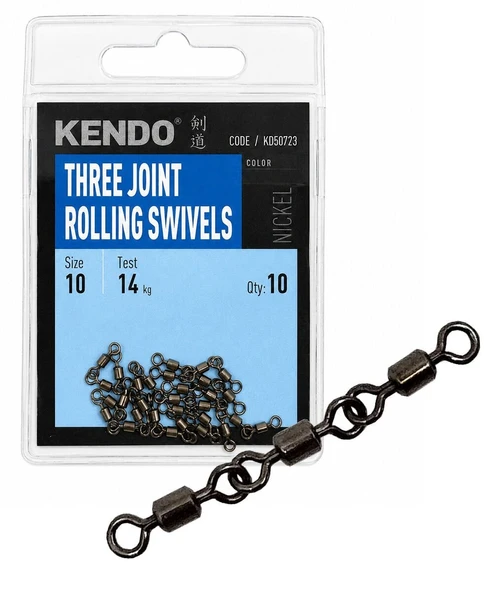 Kendo Bağlı 3lü Fırdöndü seti Three joint rolling swivels 10 Adet ürün görseli 1