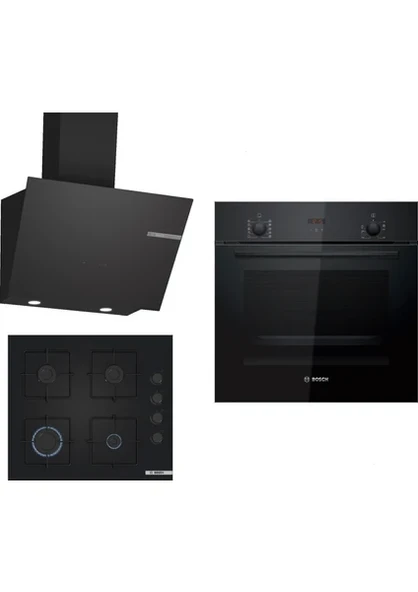 Bosch Siyah 3lü Ankastre Set 316( HBF512BB1T - POP6C6P30O - DWK66PJ60T ) ürün görseli 1