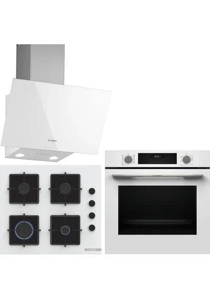 Bosch Beyaz 3 Lü Ankastre Set 483 Buhar Destekli A Enerji Sınıfı Modern Tasarım ( HUA717BV0T - POP6C2P31O - DWK63PJ20T ) ürün görseli 1