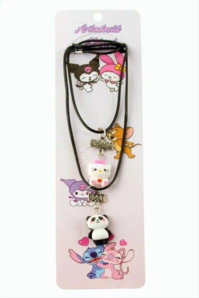 Panda Kedi Arkadaşlık Kolyeleri (Çift Kolye) ürün görseli 1