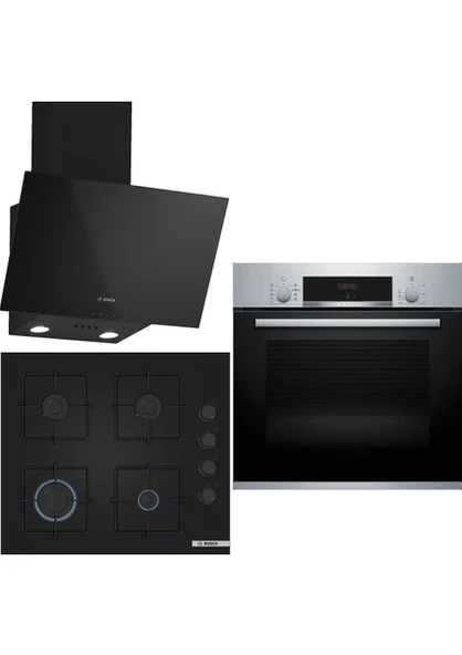 Bosch Siyah 3'lü Ankastre Set 328 ( HBF534ES3T - POP6C6P30O - DWK63PJ60T (61T) ) ürün görseli 1