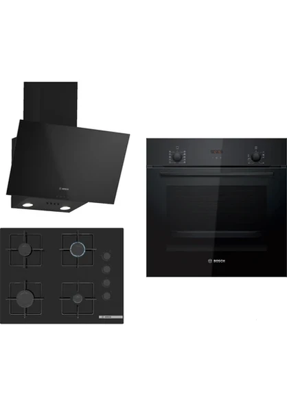 Bosch Siyah 3lü Ankastre Set 317( HBF512BB1T - POP7C6P30O - DWK63PJ60T ( 61T ) ) 67 cm Ocak ürün görseli 1