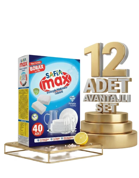 Safia Max Bulaşık Makina Tableti 12x40lı ürün görseli 1