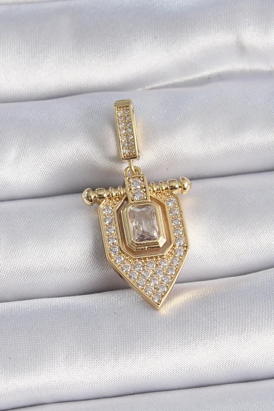 Pirinç Gold Renk Baget Zirkon Taşlı Ajda Charm ürün görseli 1