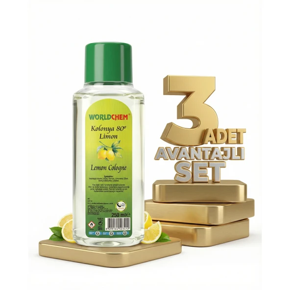 Worldchem Limon Kolonyası 3x250 Ml ürün görseli 1