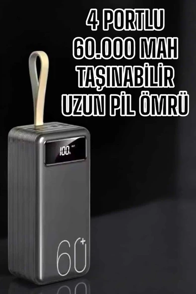 Powerbank 60.000 Mah Hızlı Şarj 4 Çıkışlı Uzun Şarj Süreli Dijital Göstergeli ürün görseli 1