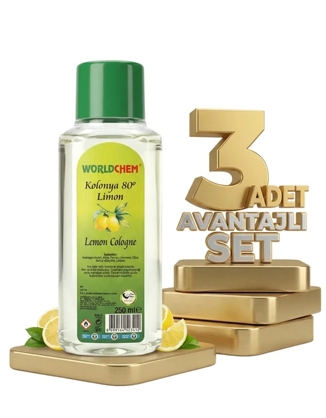 Worldchem Limon Kolonyası 3x250 Ml - Resim 2