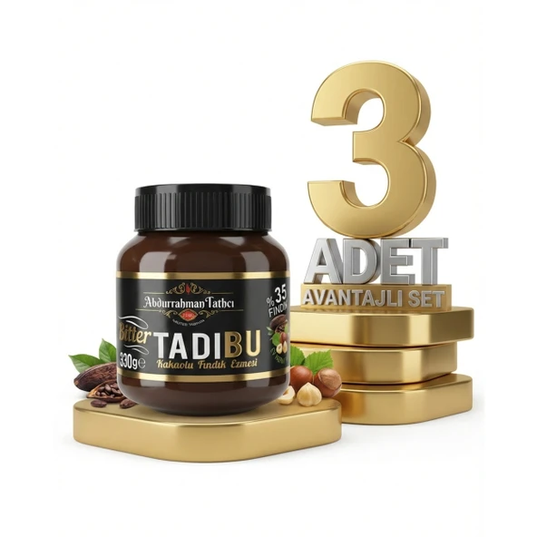 Tadıbu Bitter Kakaolu Fındık Ezmesi 3x330 Gr ürün görseli 1